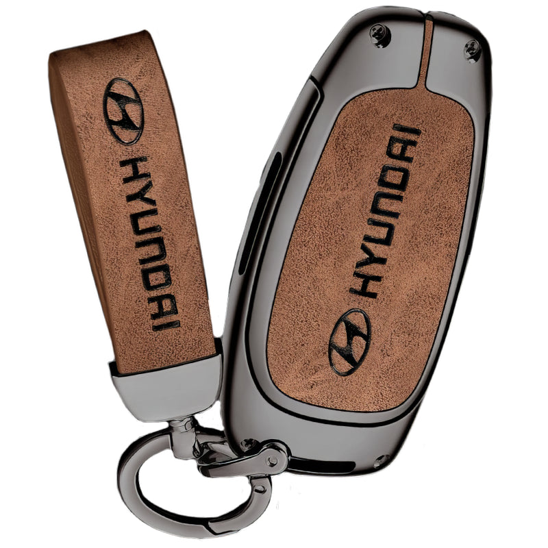 Zinc Alloy Leather TPU Car Key Case Cover for Hyundai FCC ID: TQ8-FOB-4F27, CQOFD01470
