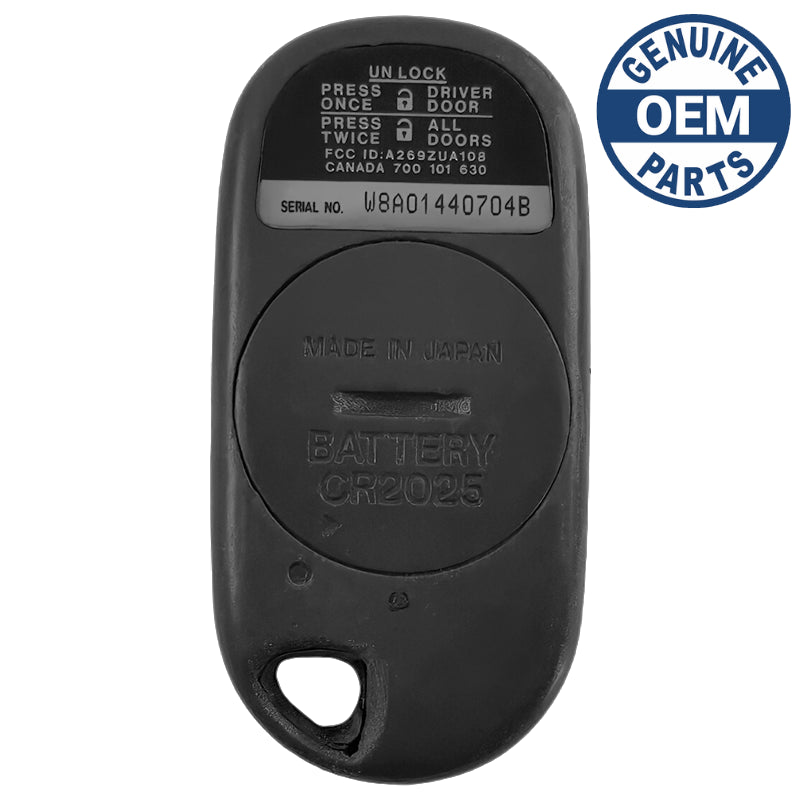 2001 Acura Integra Remote FCC ID: A269ZUA108 PN: 72147-SY8-A03